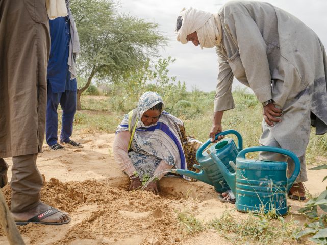 Valorization of latrine sludge in collaboration with Action Against Hunger in the framework of environmental restoration in Mbera, Mauritania on october 2, 2022.